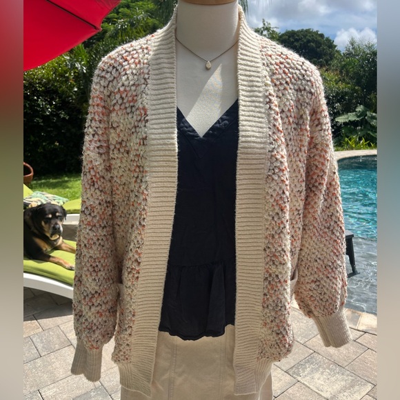 Bohme cream and burnt orange Textured Cardigan small - Picture 2 of 7